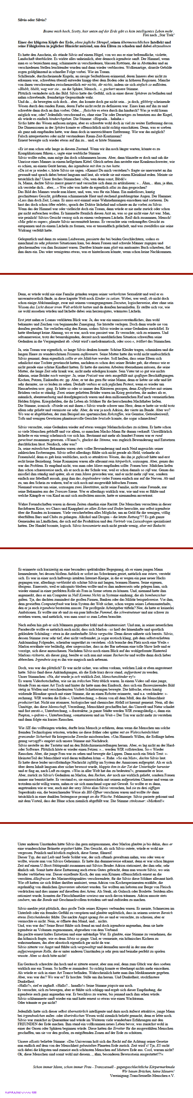 Transsexualitt - na und - der Intellekt zhlt und zahlt sich aus